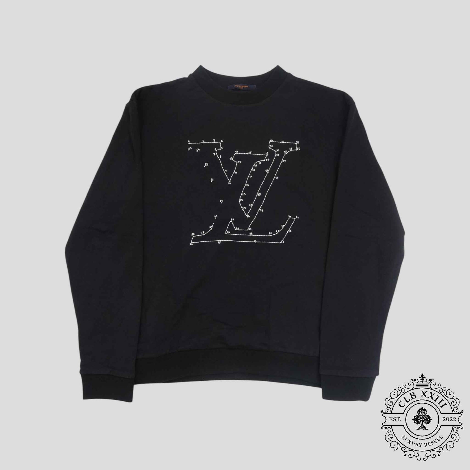 Louis Vuitton LV Stich Print Embroidered Crewneck in Black