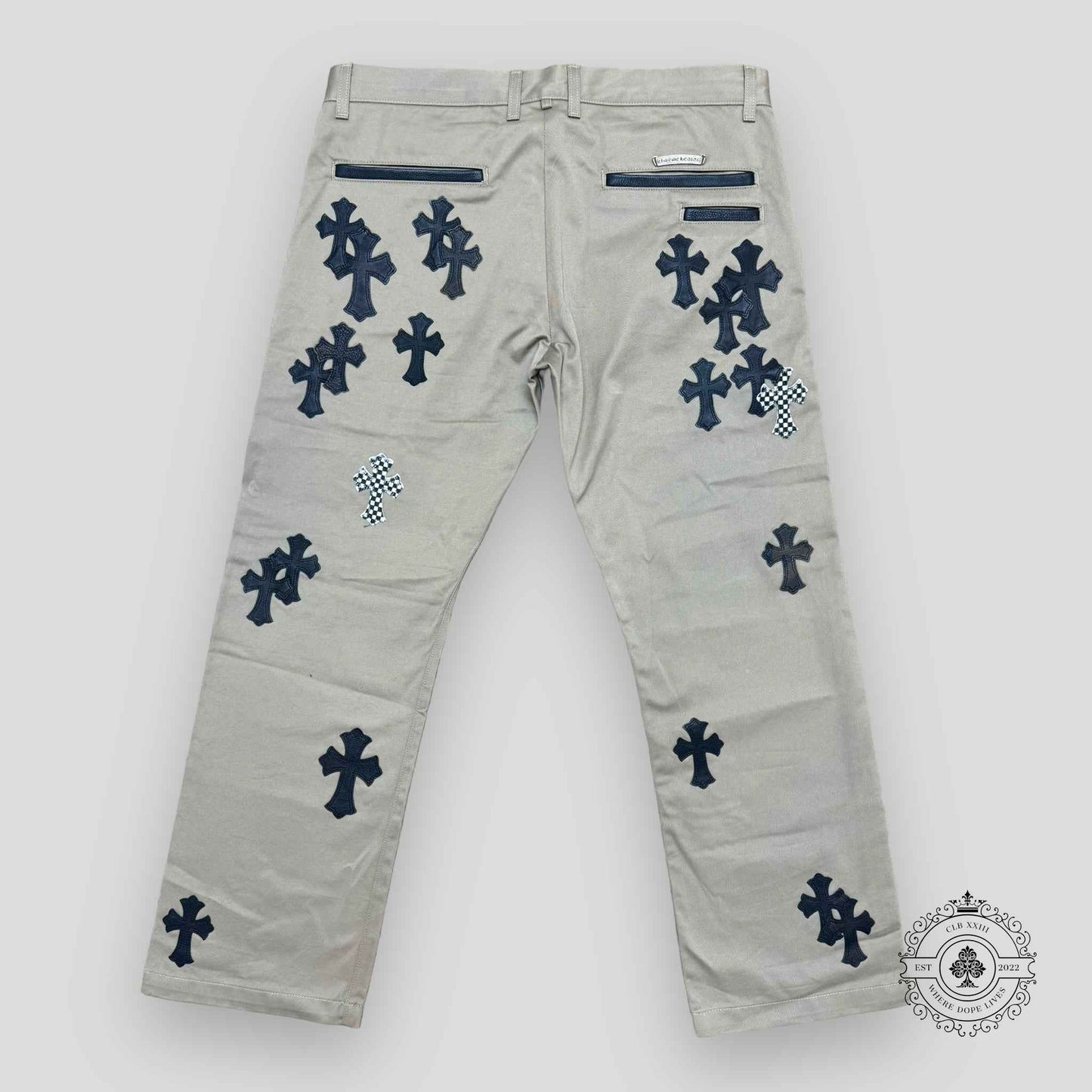 Chrome Hearts Black Checkered Cross Patch Chino Pants