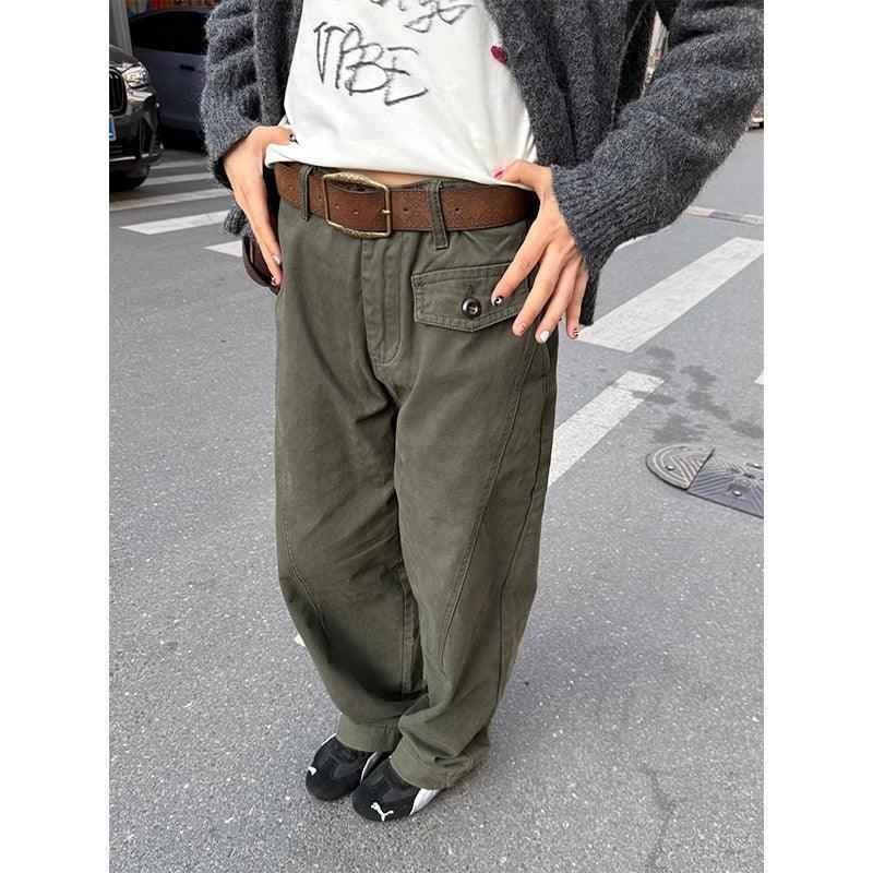 Retro Knife Pant Cut Tapered Cargo Casual Pants for Women, Loose Versatile Casual Drapey Long Pants, Ins Trendy - Luxuryurbanwear