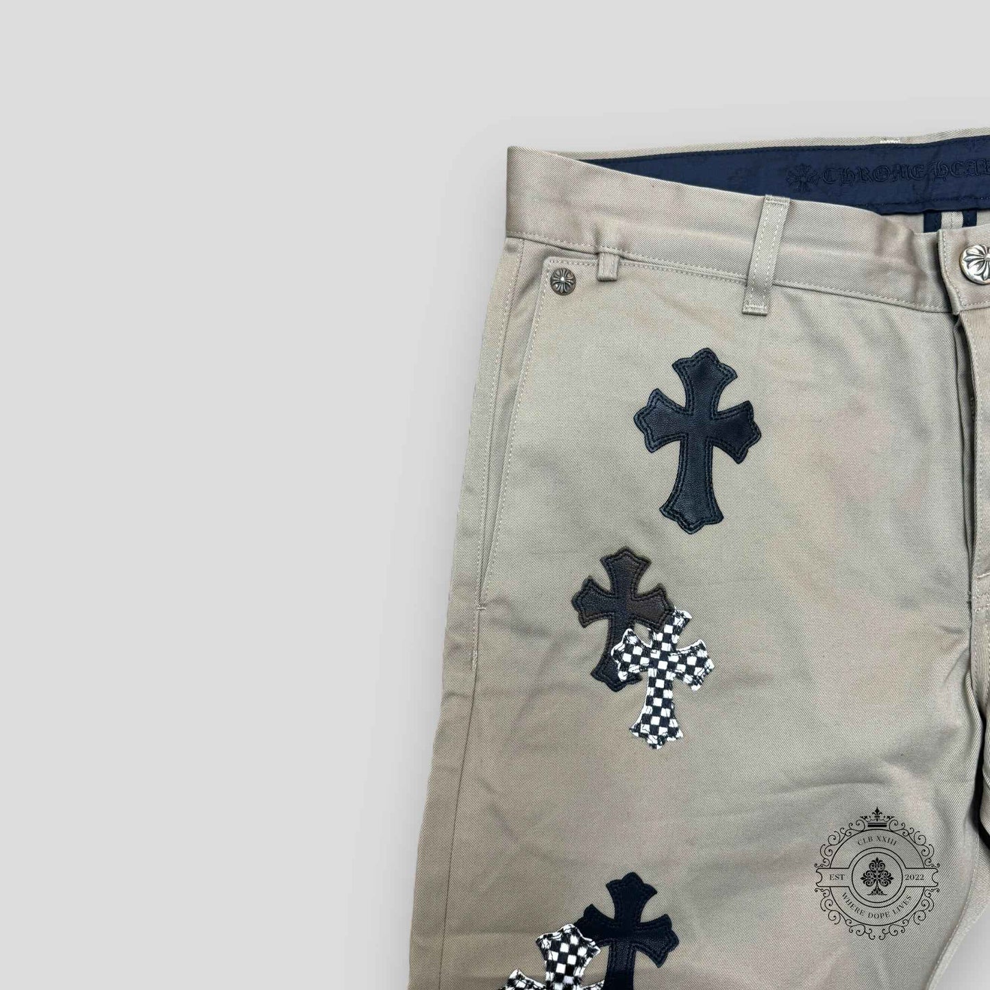 Chrome Hearts Black Checkered Cross Patch Chino Pants