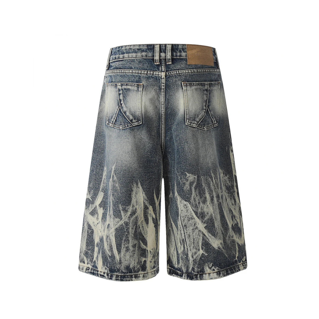 Flame Wash Denim Shorts