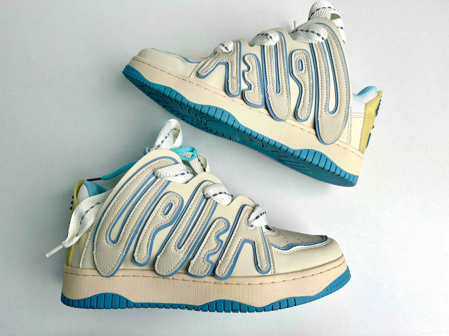 Waved | Beige and Blue Sneakers