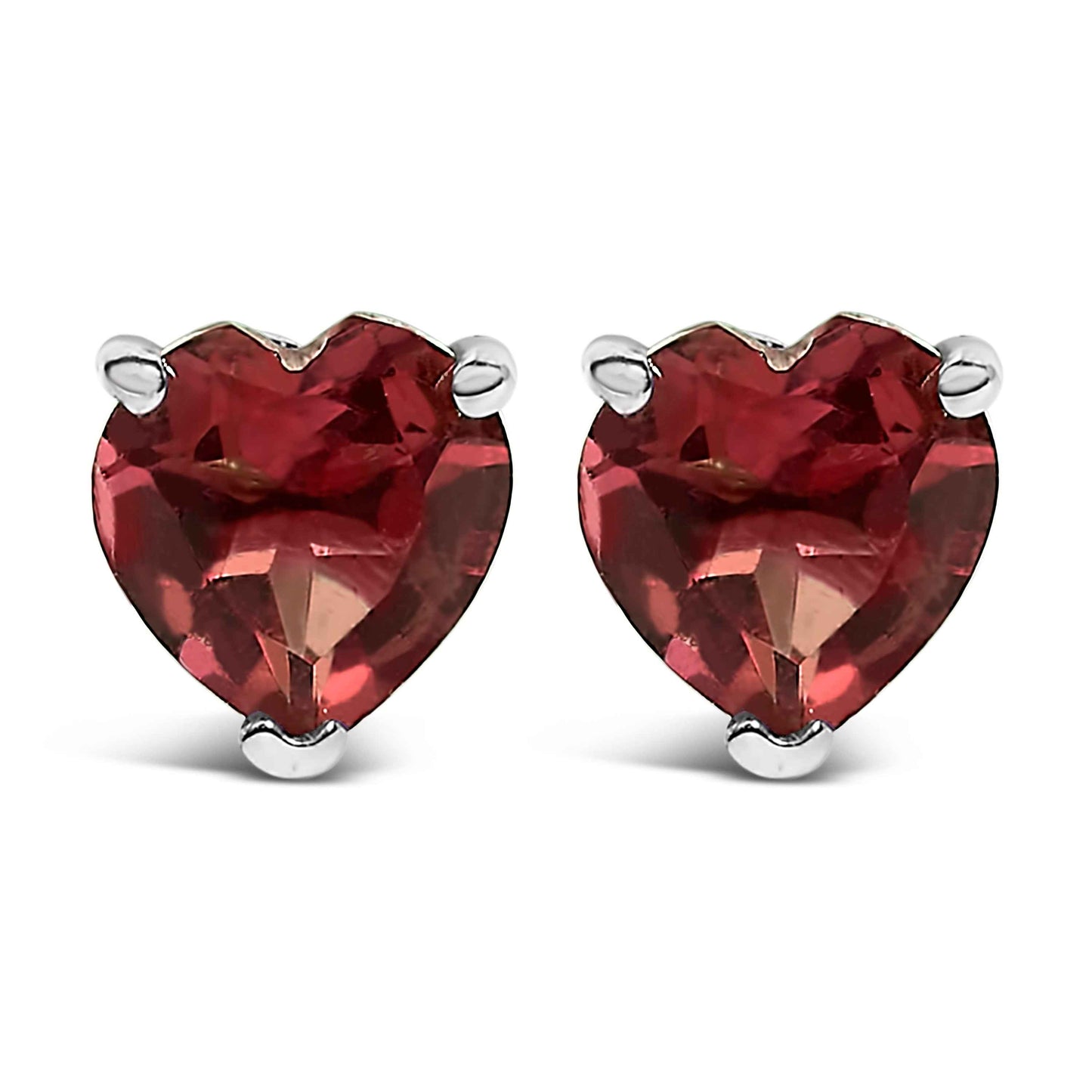 14K White Gold 5MM Heart Cut Purple Amethyst Solitaire Stud Earrings