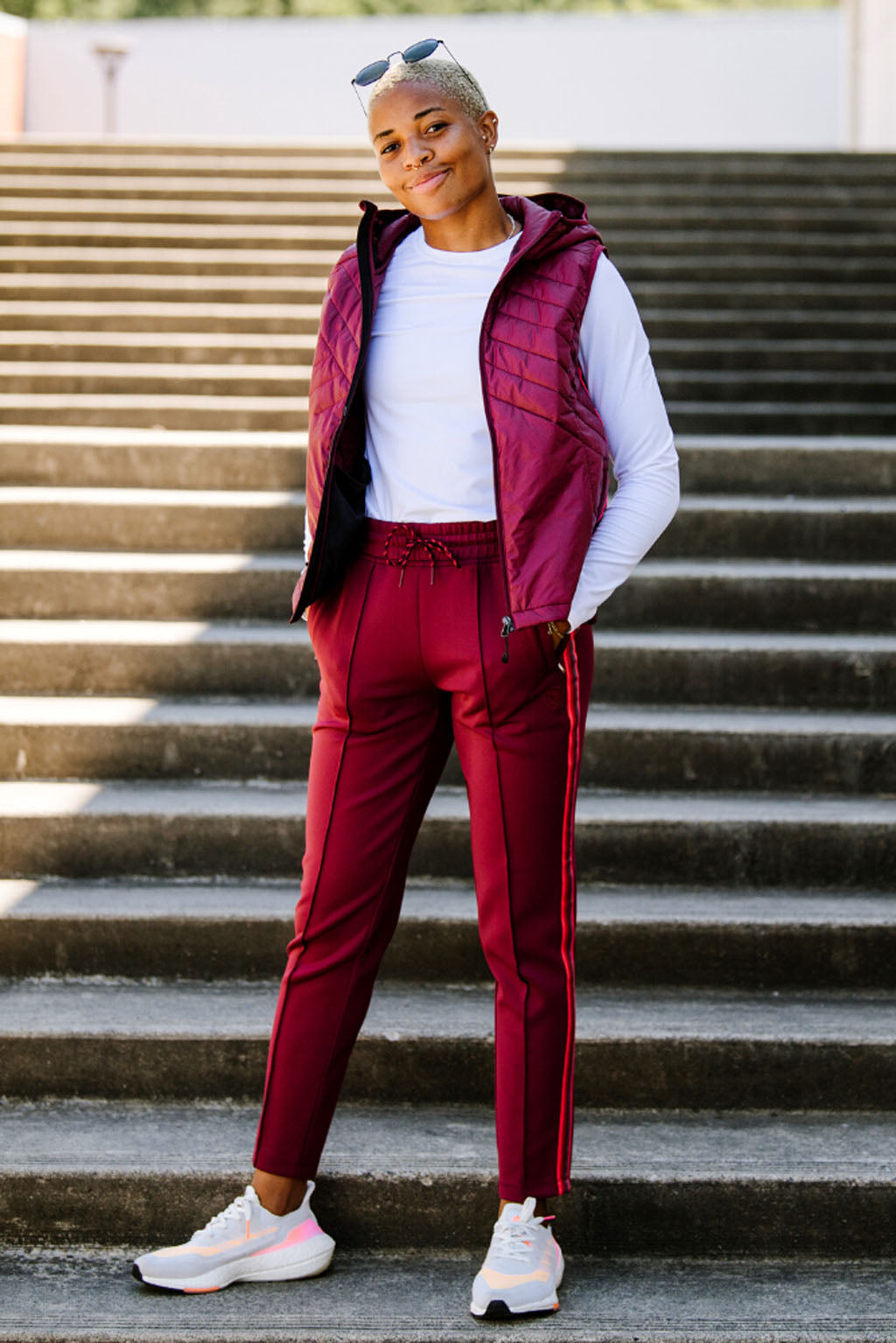 Powerstripe Mid Rise 28" 7/8 Length Track Pant - JUSTLUXURY