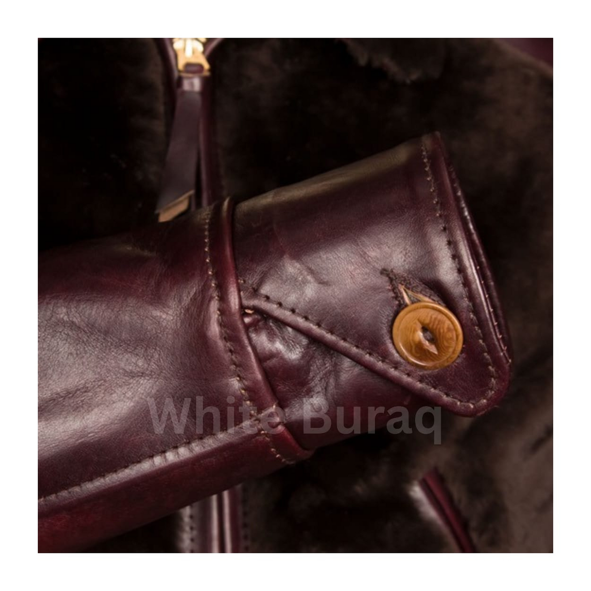 Men's Distressed Brown Vintage Leather Jacket with Mouton Fur Panels