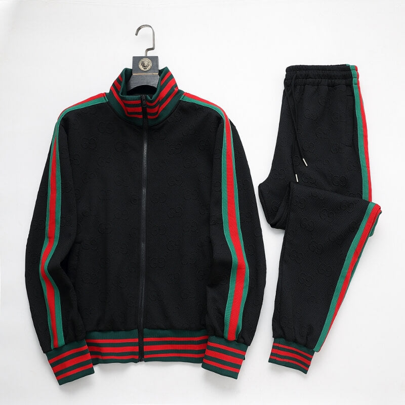Gucci GG Monogram Embossed Tracksuit Black Web Stripe CUSTOM