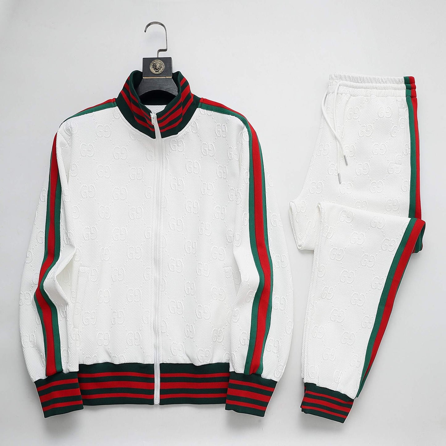Gucci GG Monogram Embossed Tracksuit White Web Stripe CUSTOM