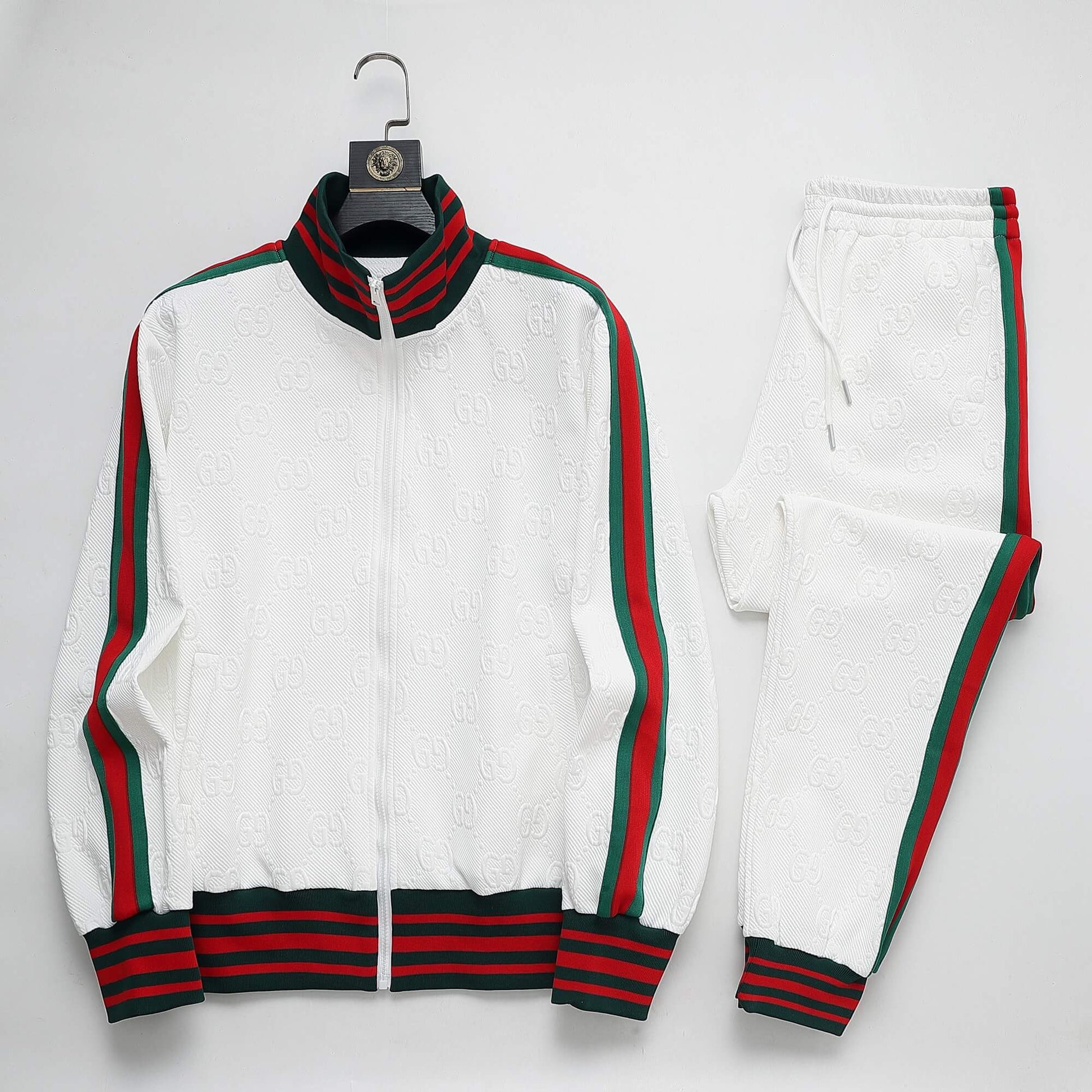 Gucci GG Monogram Embossed Tracksuit White Web Stripe CUSTOM
