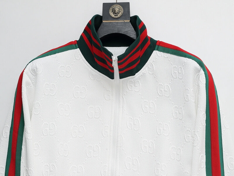 Gucci GG Monogram Embossed Tracksuit White Web Stripe CUSTOM