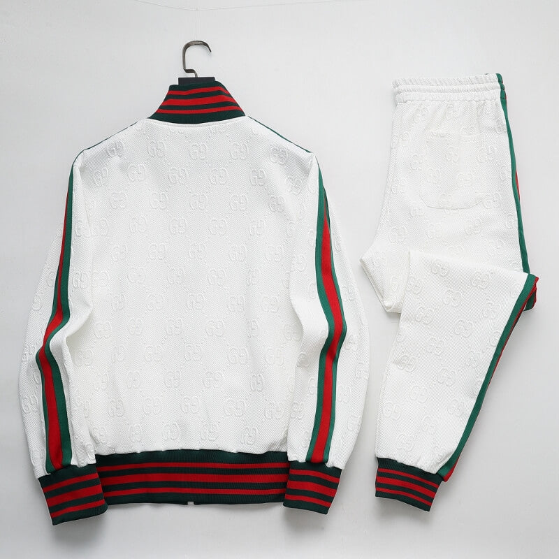 Gucci GG Monogram Embossed Tracksuit White Web Stripe CUSTOM