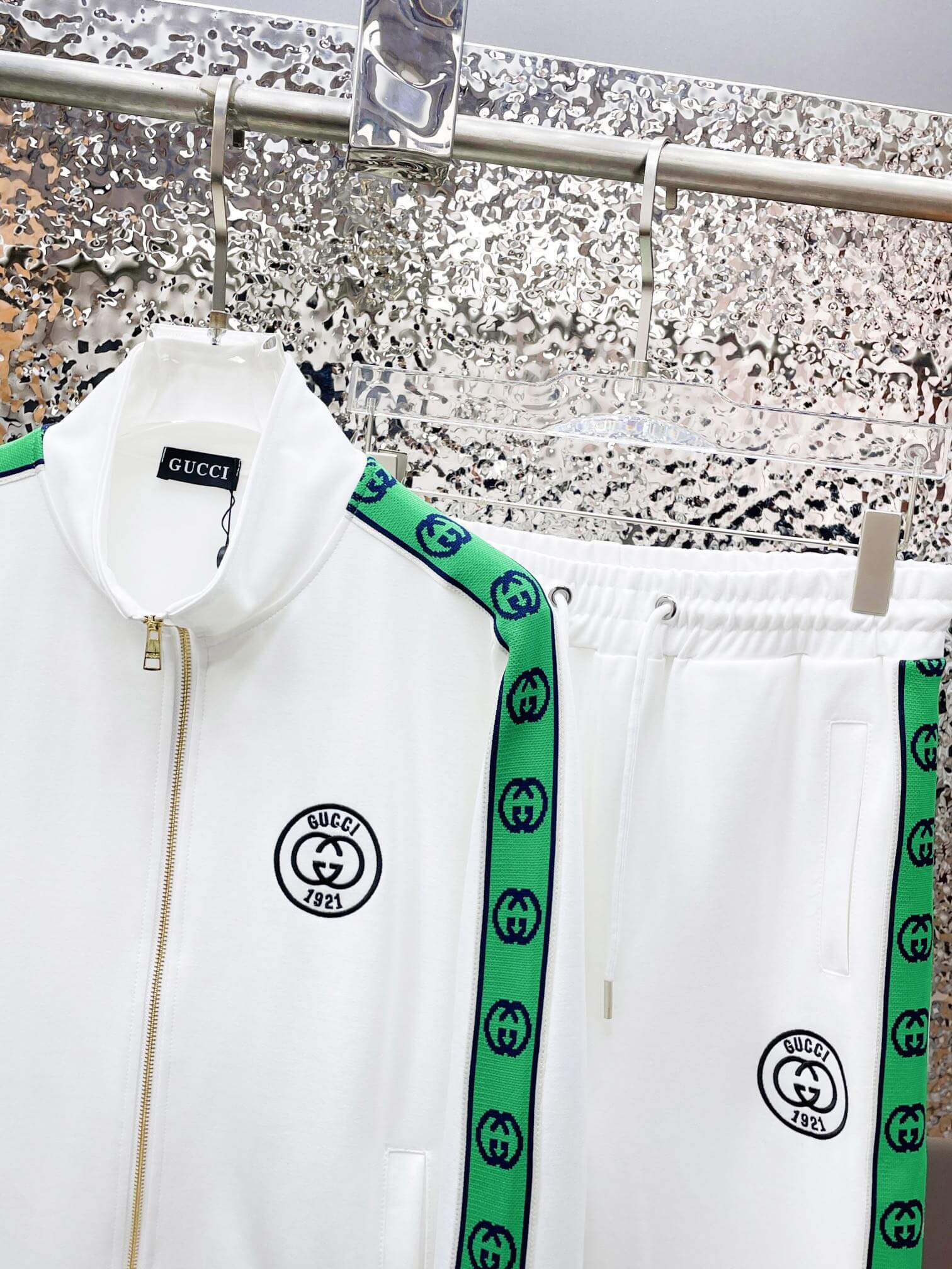 Gucci Interlocking G Gucci 1921 Technical Jersey Tracksuit White CUSTOM