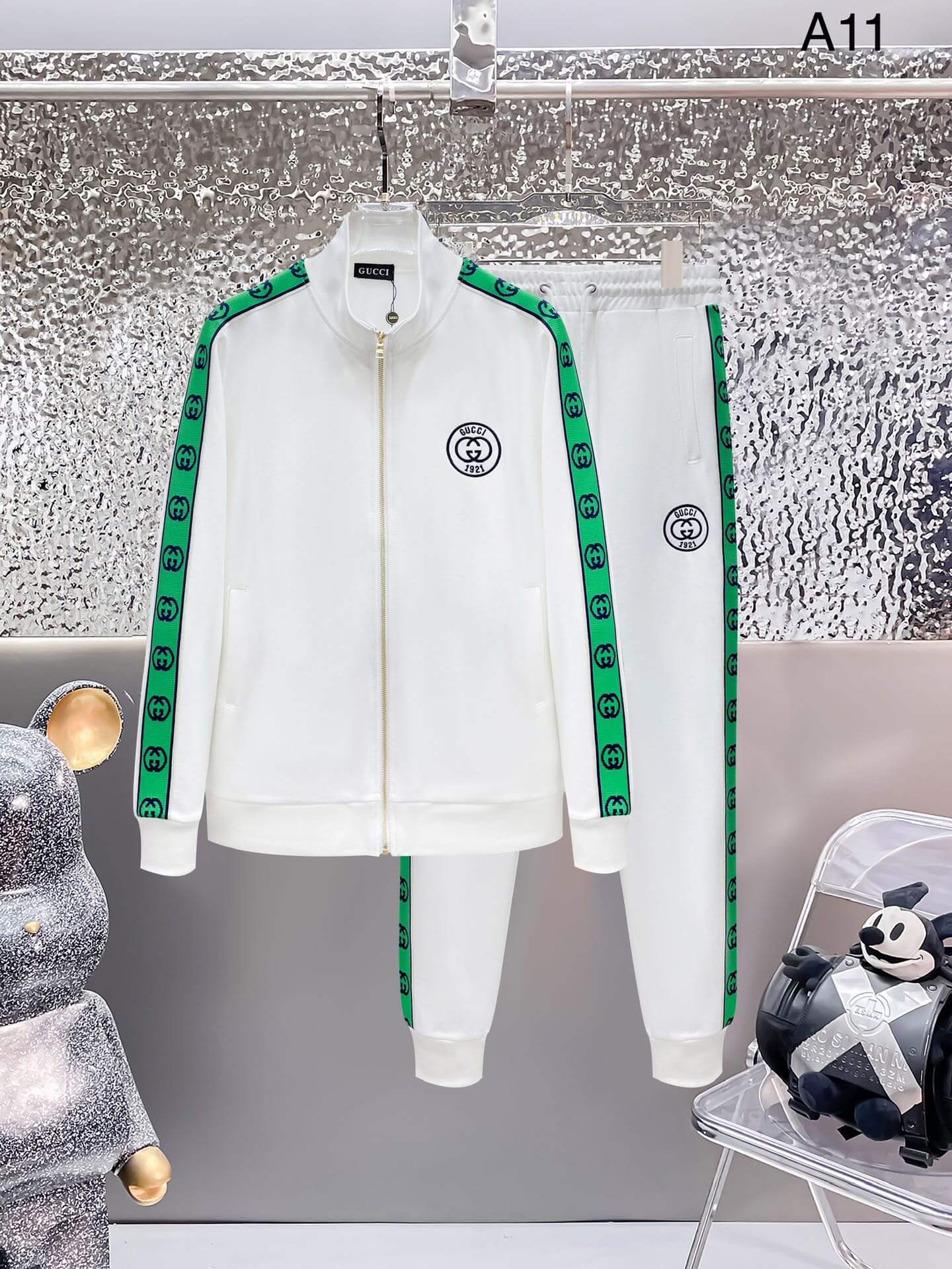 Gucci Interlocking G Gucci 1921 Technical Jersey Tracksuit White CUSTOM