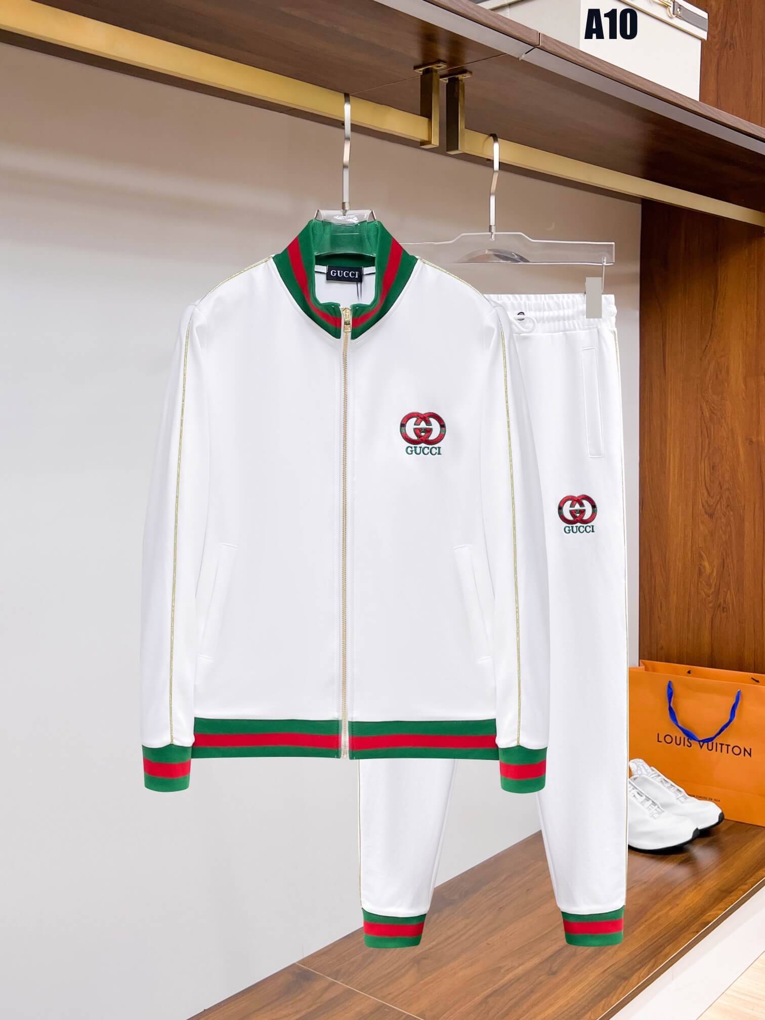 Gucci Round Interlocking G Technical Jersey Tracksuit White CUSTOM