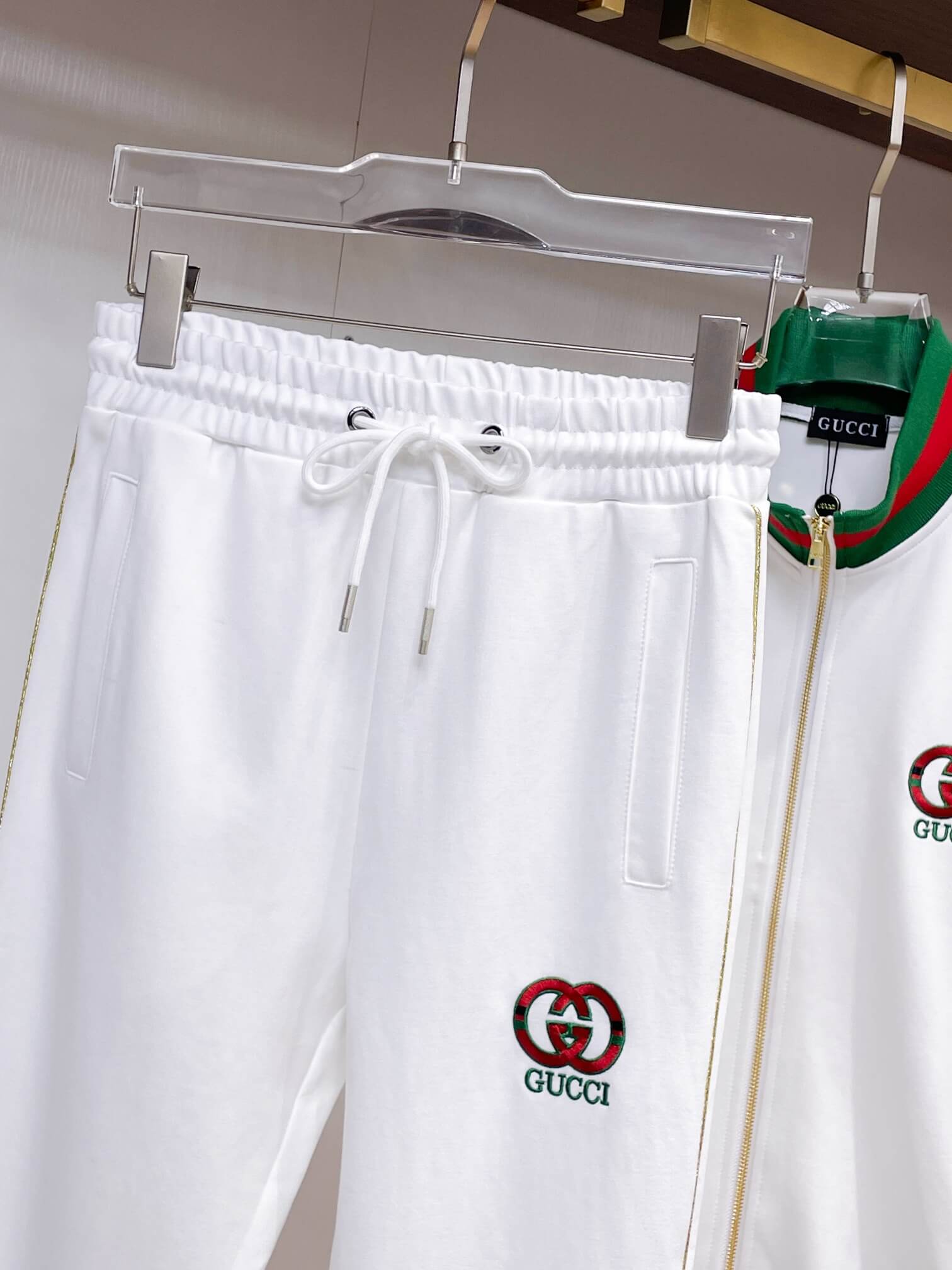 Gucci Round Interlocking G Technical Jersey Tracksuit White CUSTOM