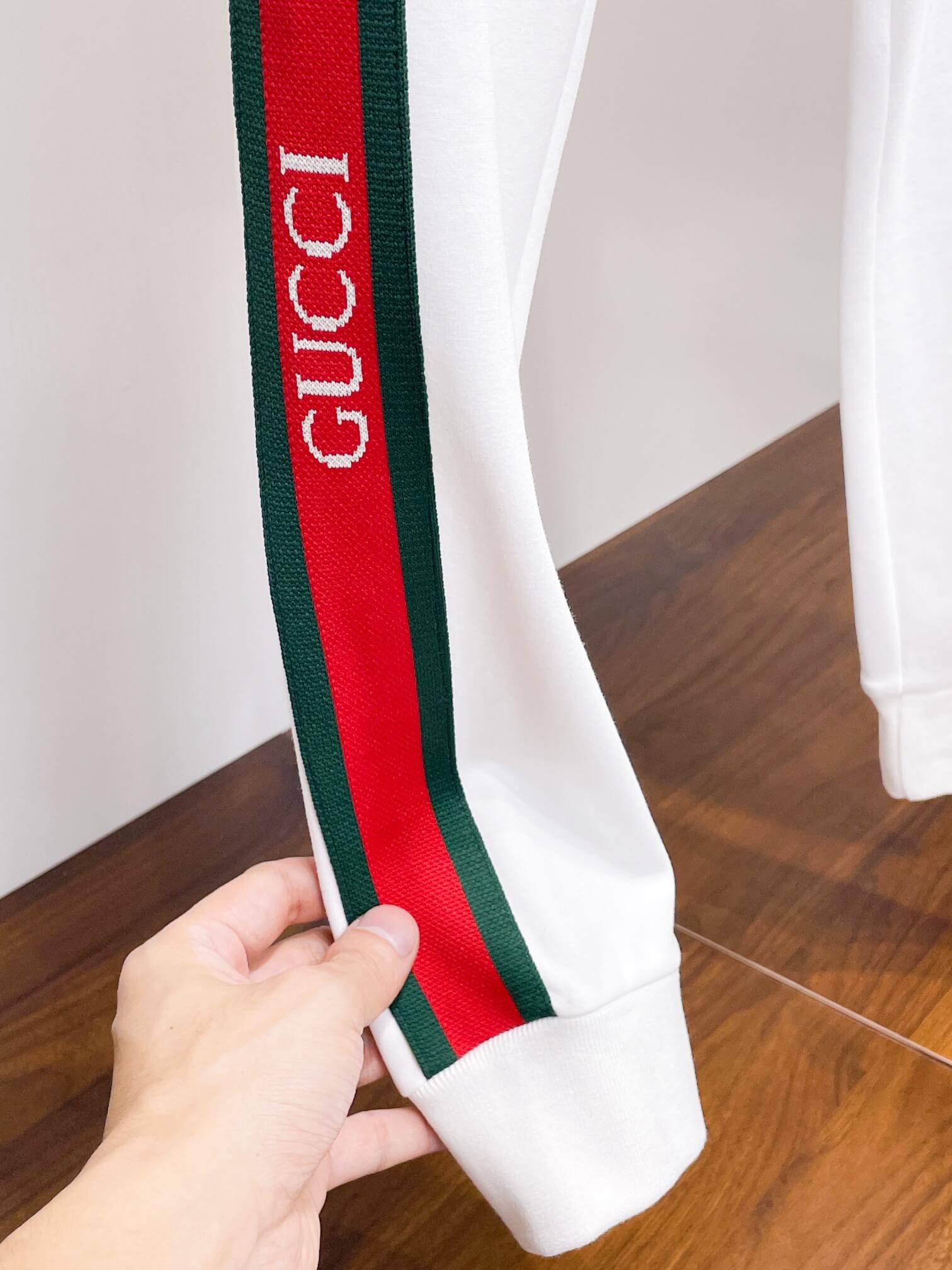 Gucci Web Stripe Technical Jersey Tracksuit White with Logo Chest Band CUSTOM
