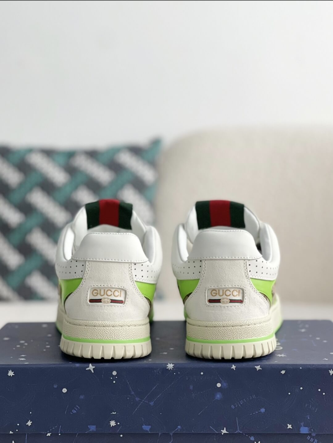 Gucci Mac80 Sneaker – White, Neon Green & GG Supreme Canvas CUSTOM