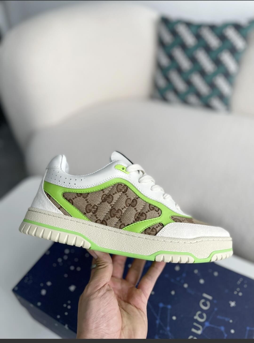 Gucci Mac80 Sneaker – White, Neon Green & GG Supreme Canvas CUSTOM