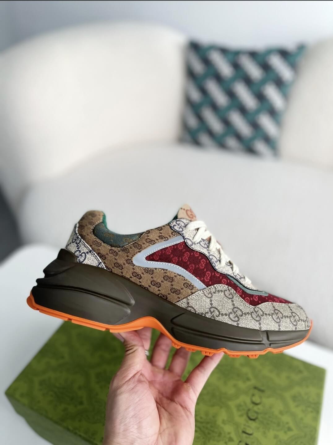 Gucci Rhyton Sneaker – Multicolor GG Supreme Canvas & Bordeaux CUSTOM