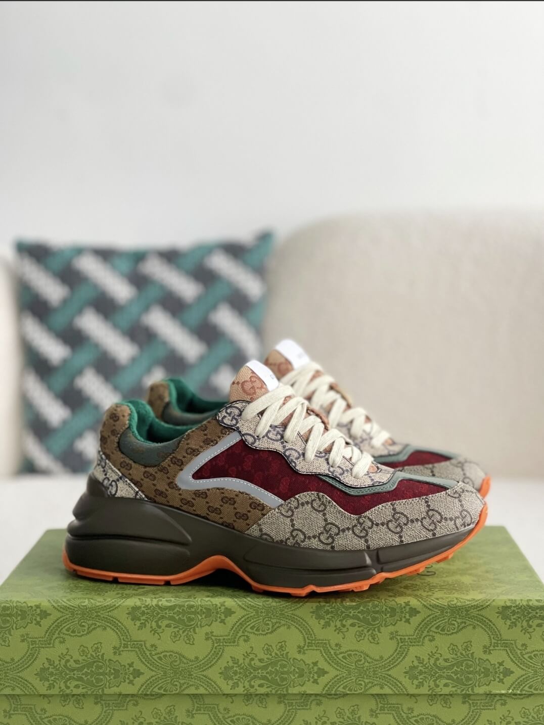 Gucci Rhyton Sneaker – Multicolor GG Supreme Canvas & Bordeaux CUSTOM