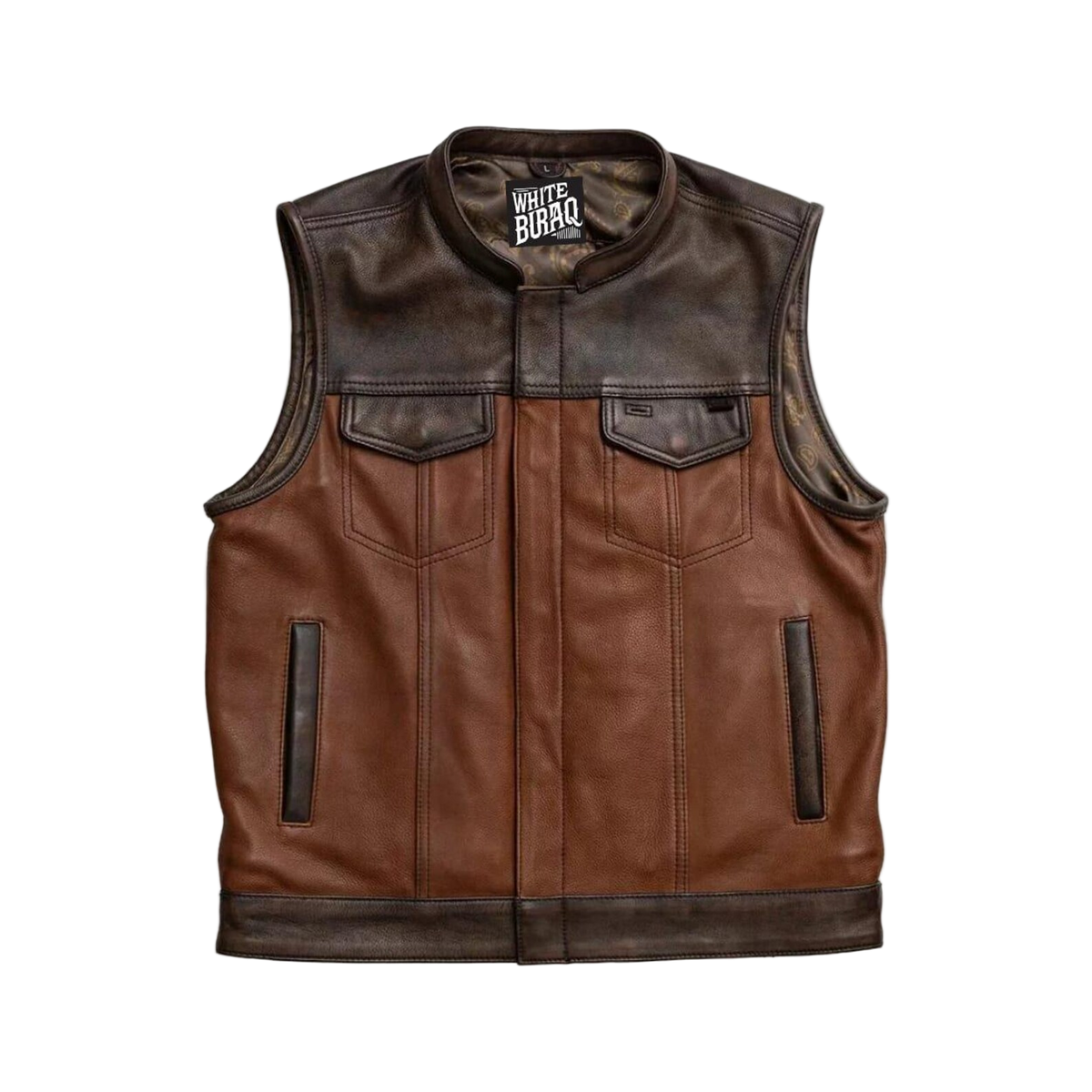 Men's Brown Leather Biker Vest