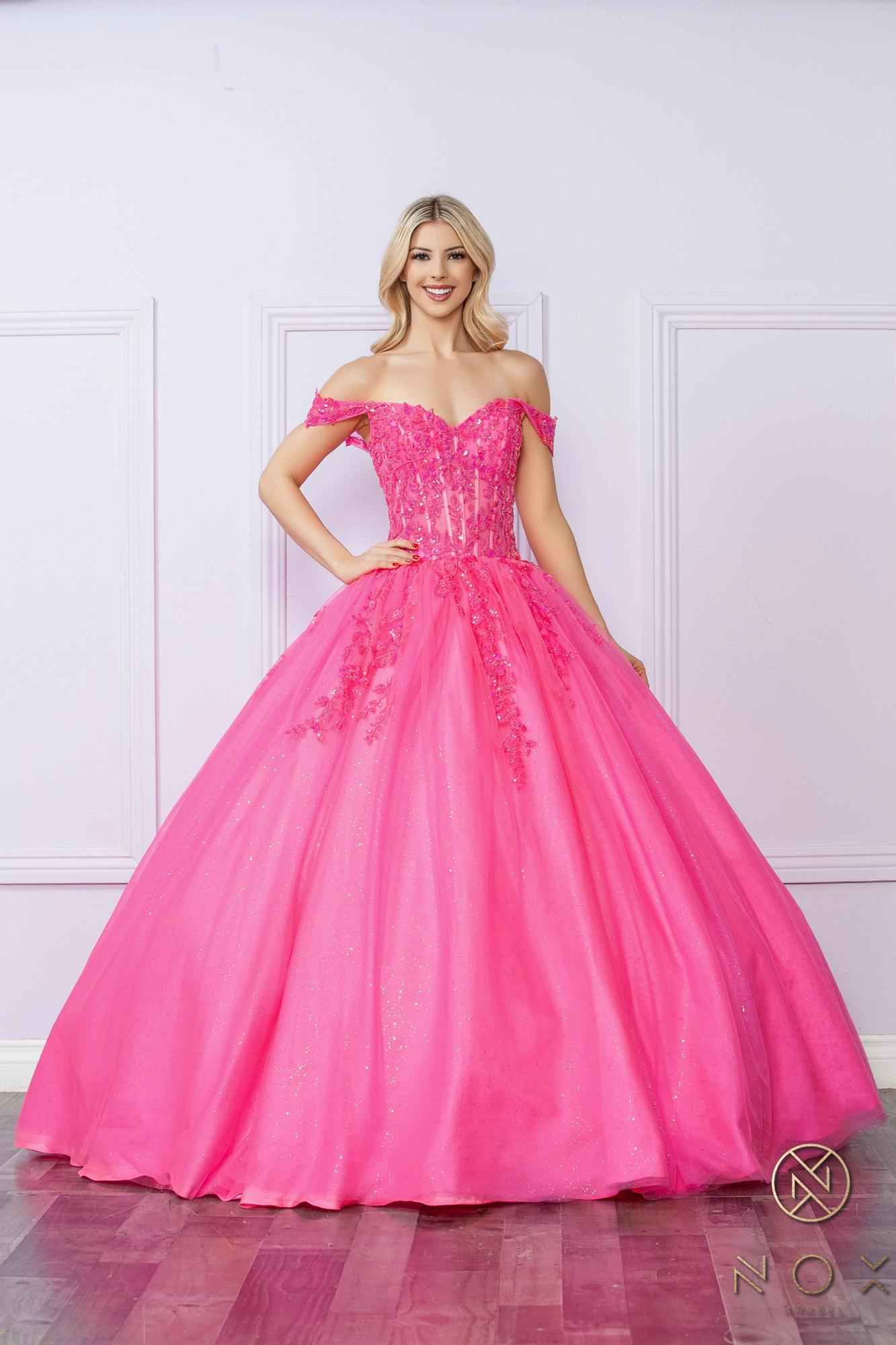 Nox Anabel H1349 Poofy Long Quinceanera Off the Shoulder Ballgown