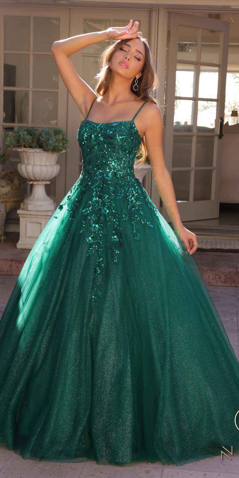 Nox Anabel H1464 Square Neck Poofy A-Line Quinceanera Gown
