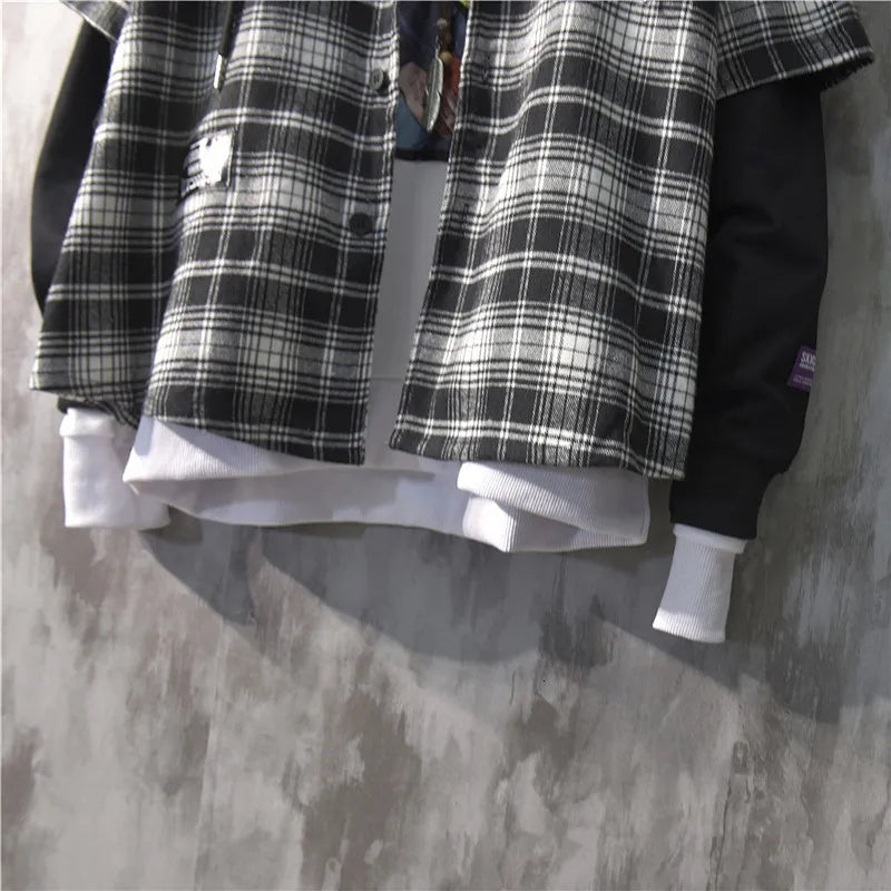 Two Shaded Plaid Check Hoodie