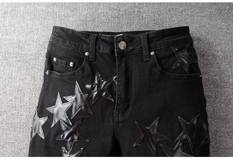 Ebony Black Stars Patch Jeans