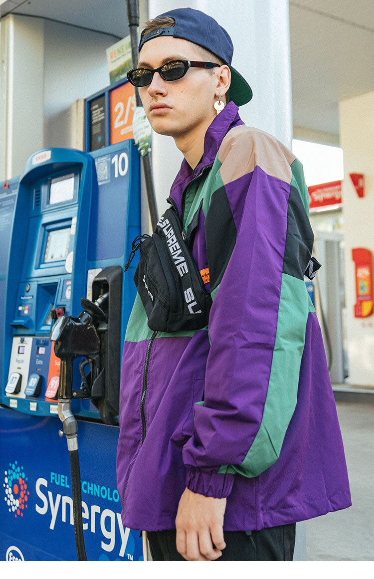Multi Color Block Patchwork Pocket Jacket