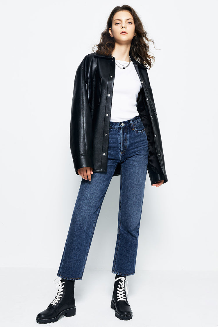 Manhattan High Rise Straight Ankle Jeans HJ160 - JUSTLUXURY