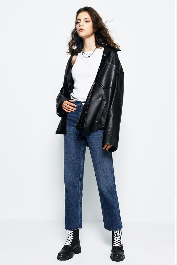 Manhattan High Rise Straight Ankle Jeans HJ160 - JUSTLUXURY
