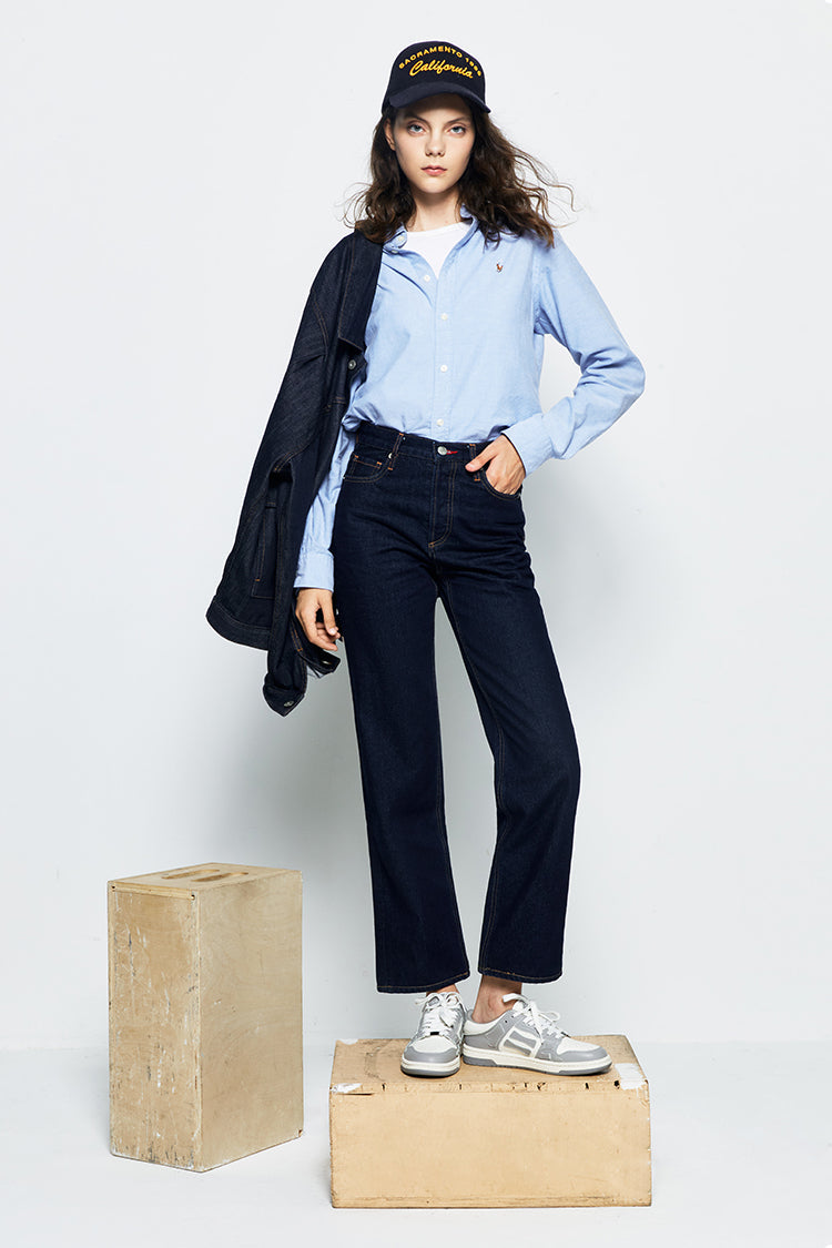 Manhattan High Rise Straight Ankle Jeans HJ160 - JUSTLUXURY