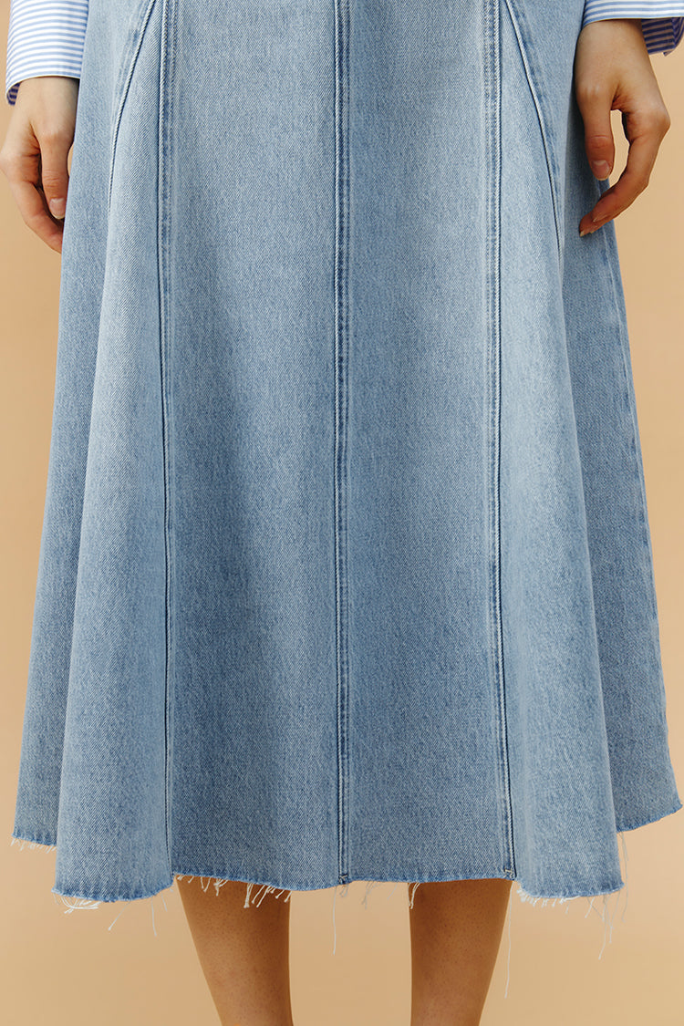 Monica Swing Denim Midi Skirt HJ806 - JUSTLUXURY