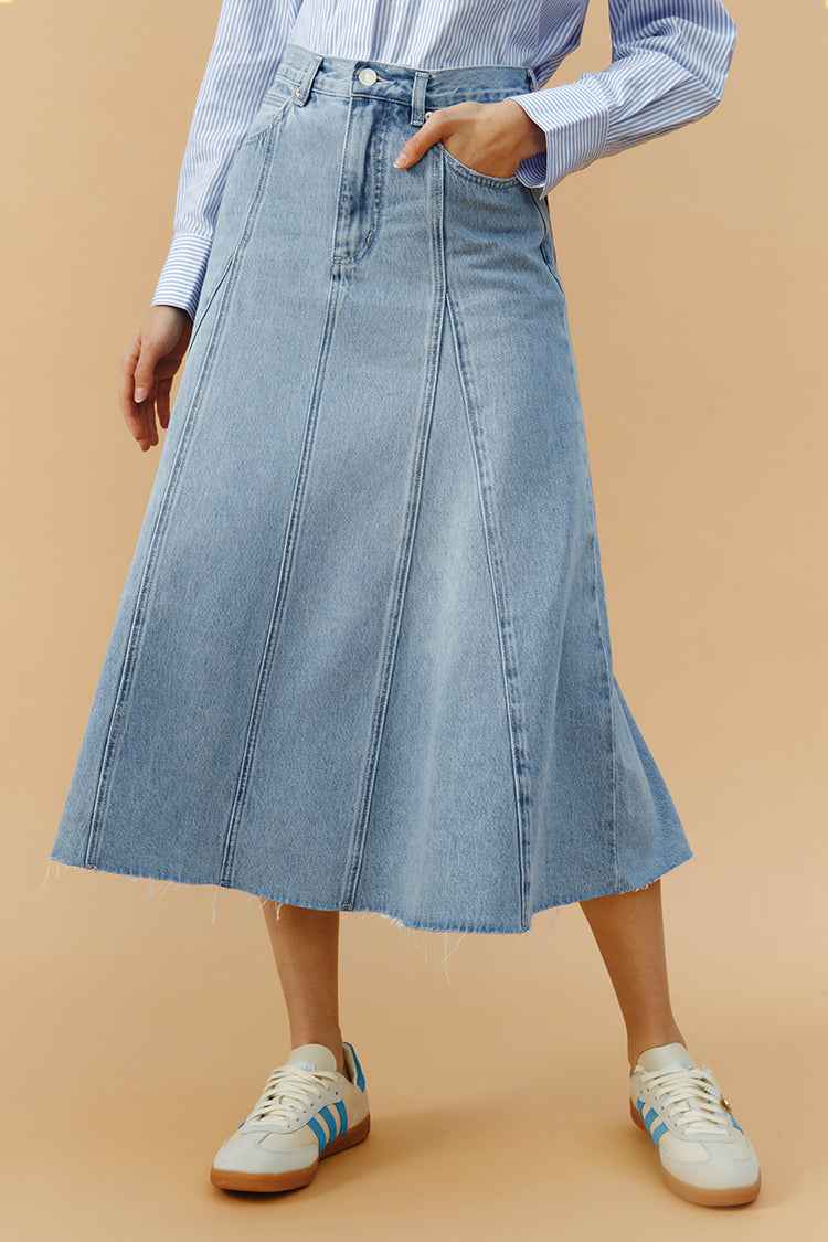 Monica Swing Denim Midi Skirt HJ806