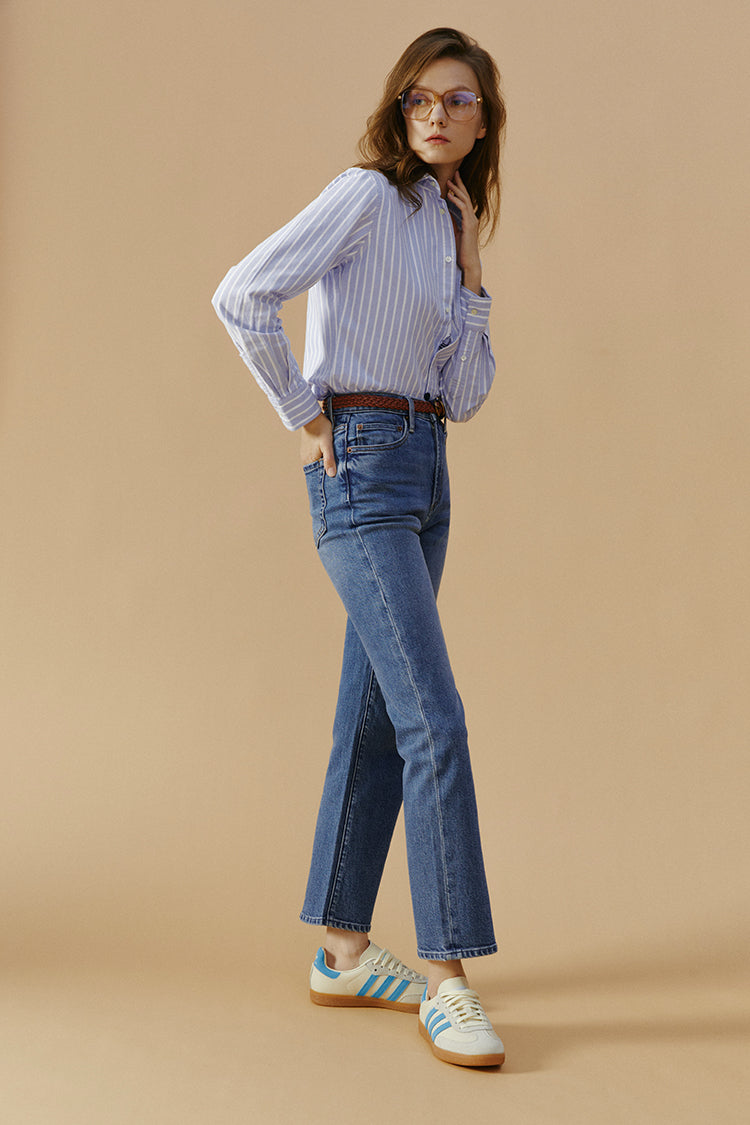Chelsea High Rise Straight Crop Jeans HJ005 - JUSTLUXURY