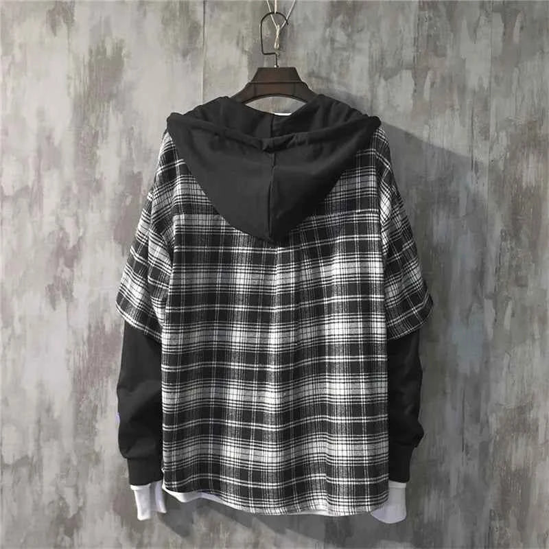 Two Shaded Plaid Check Hoodie