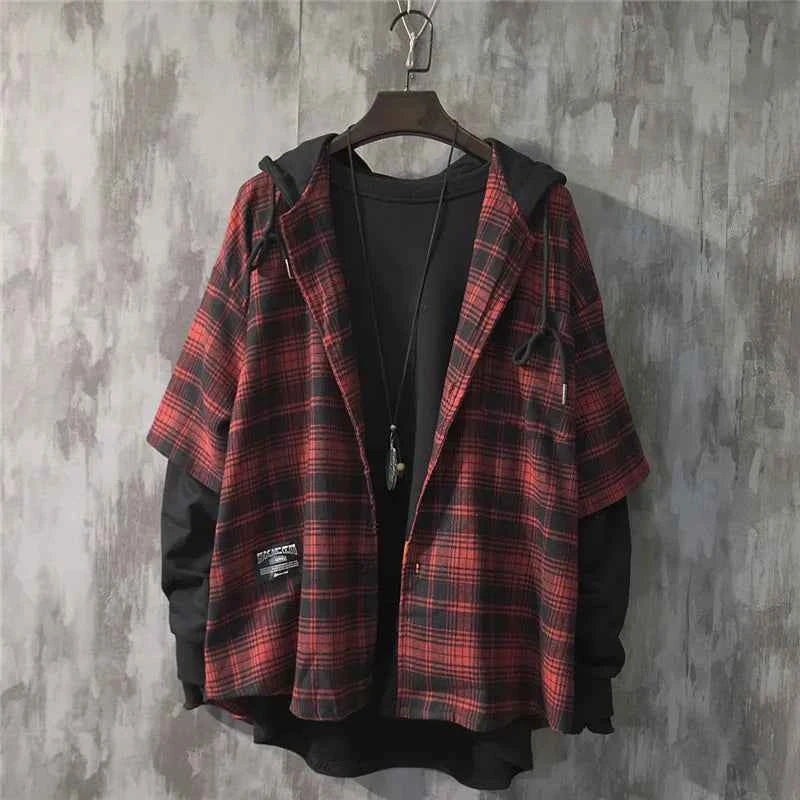 Two Shaded Plaid Check Hoodie