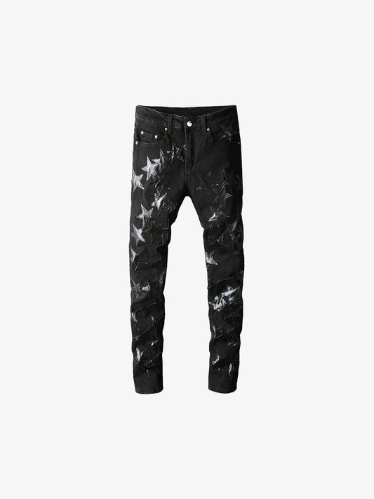 Ebony Black Stars Patch Jeans