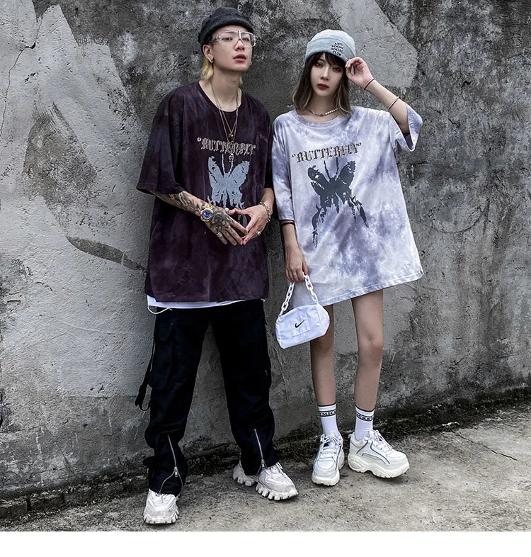 Tie Die Butterfly Graphic Loose T-Shirt