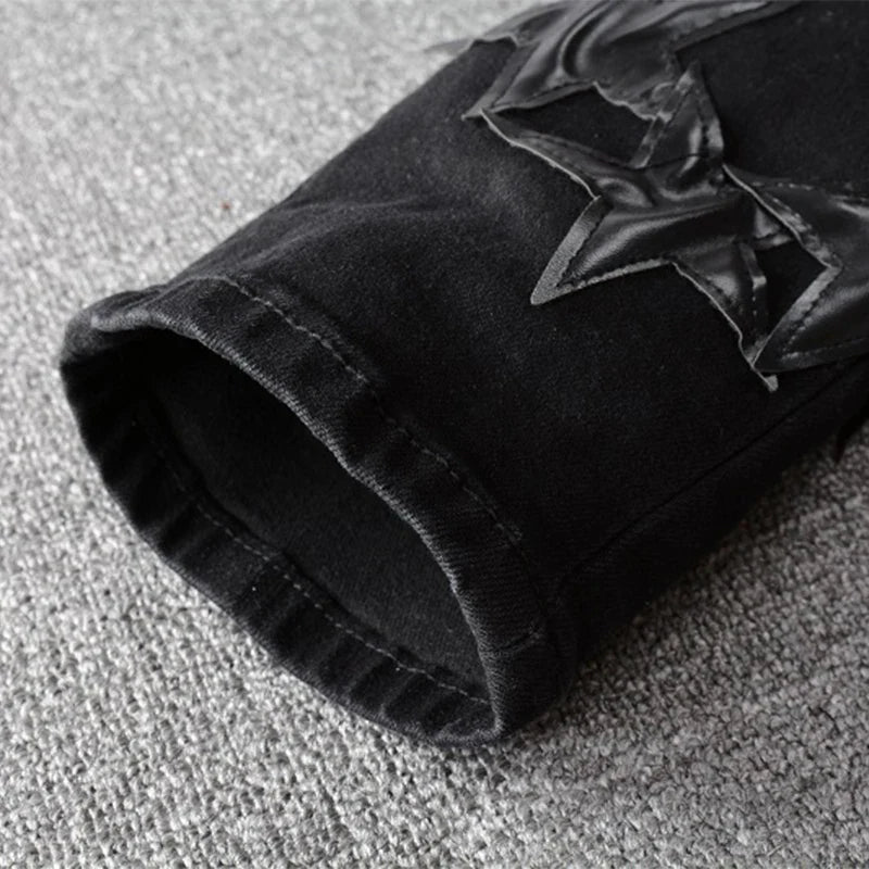 Ebony Black Stars Patch Jeans