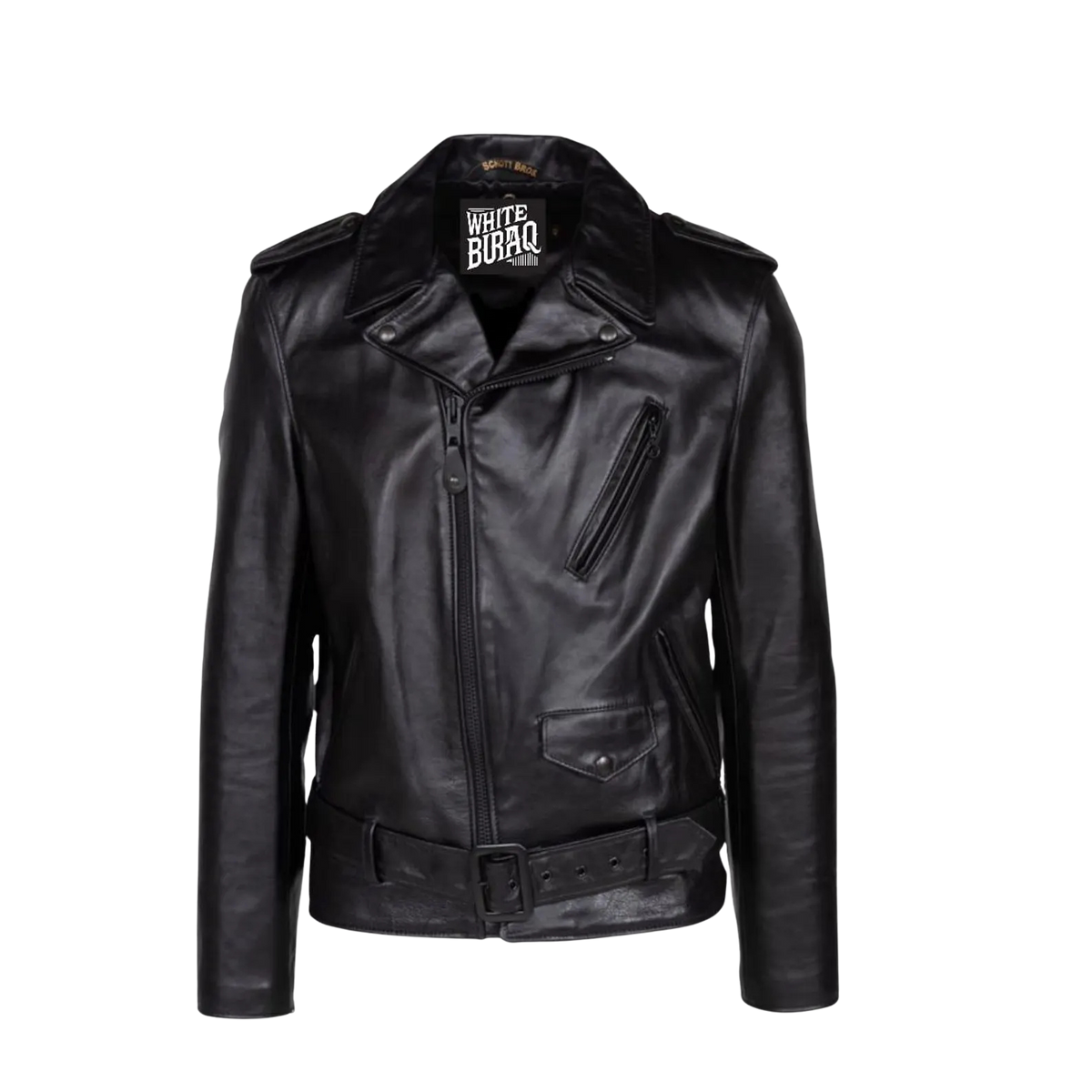 Men's Black Horsehide Asymmetrical Biker Jacket