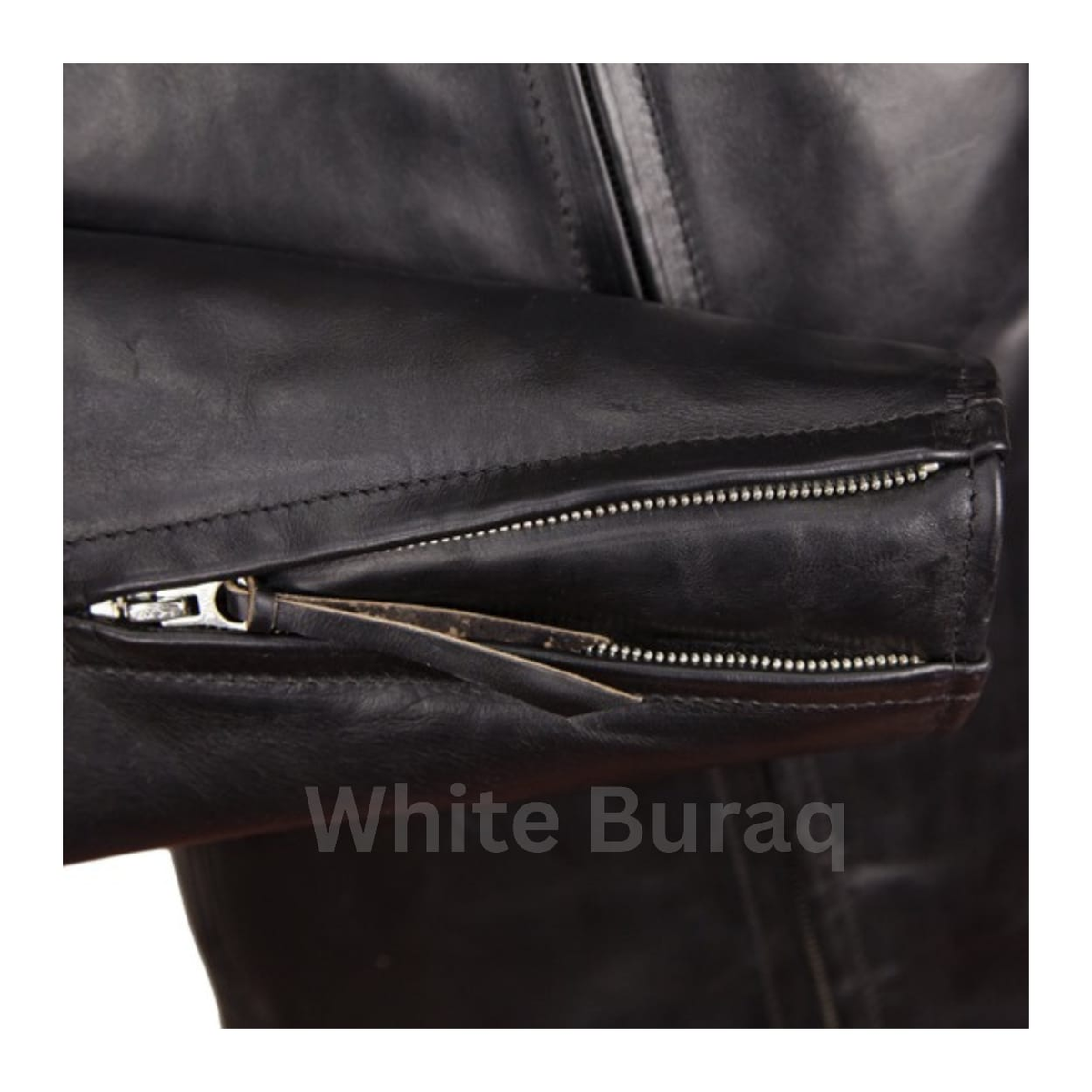Men's Black Horsehide Racer Leather Jacket with Dress Collar