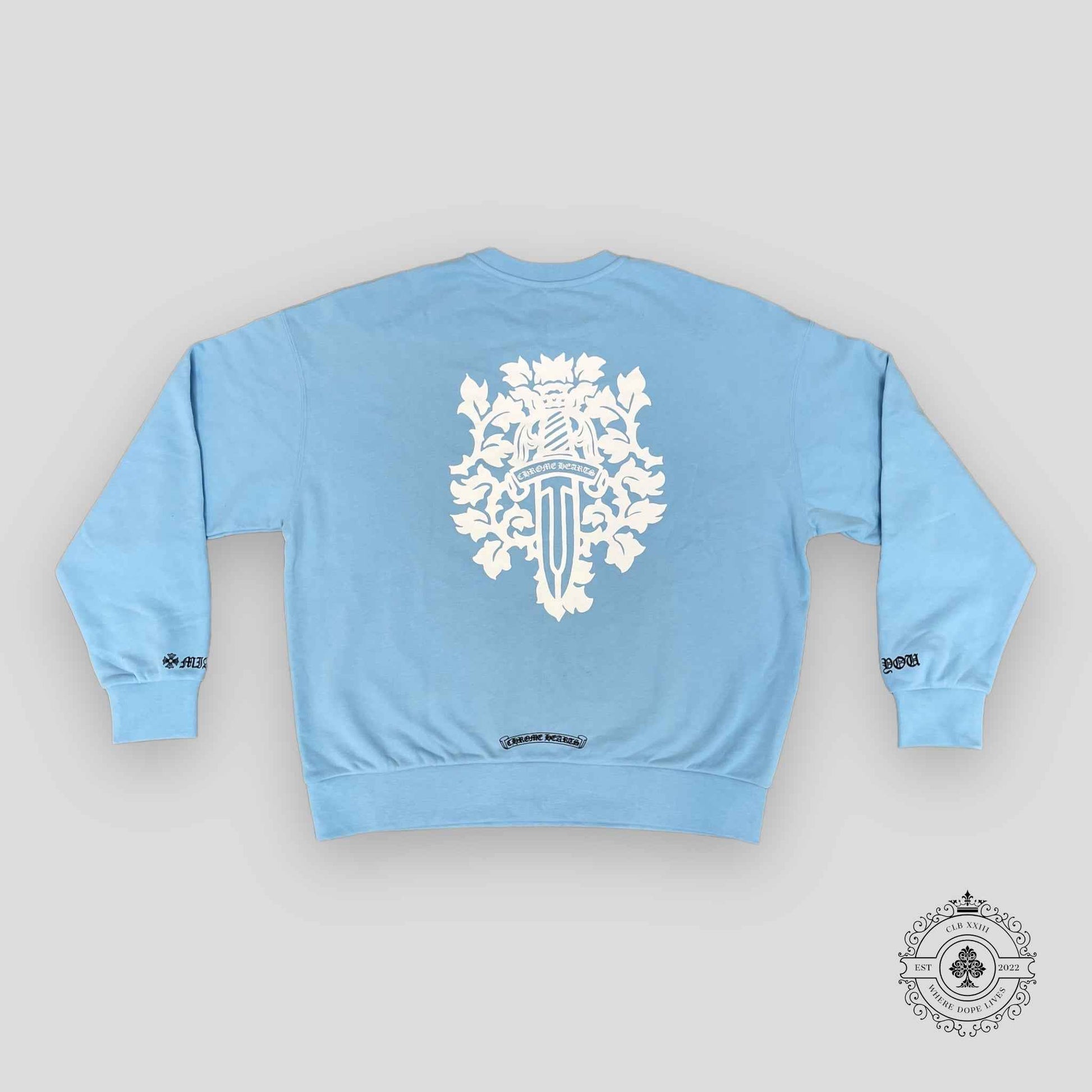 Chrome Hearts Dagger Miami Art Basel Exclusive Crewneck in Baby Blue