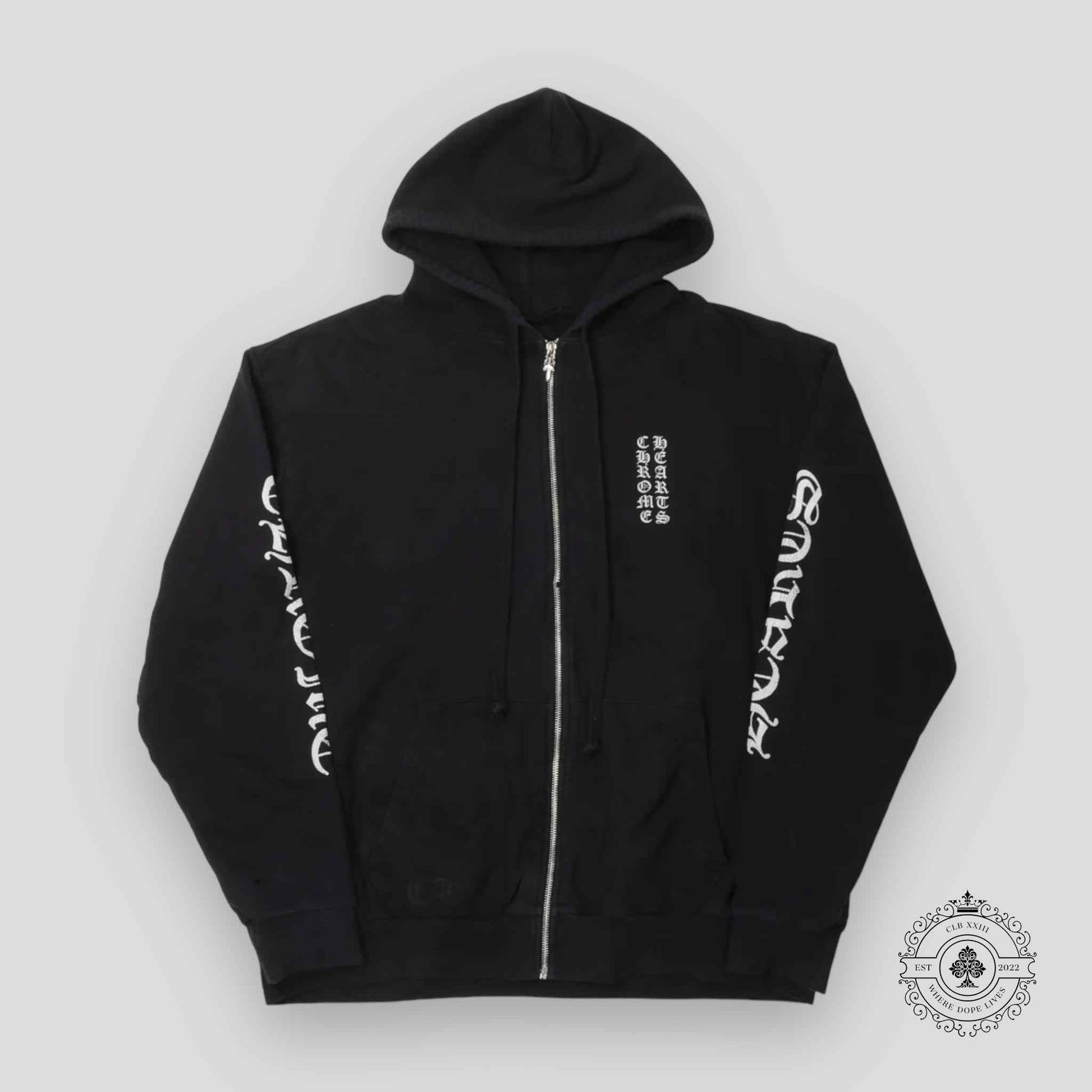 Chrome Hearts Vertical Logo Zip Up Hoodie