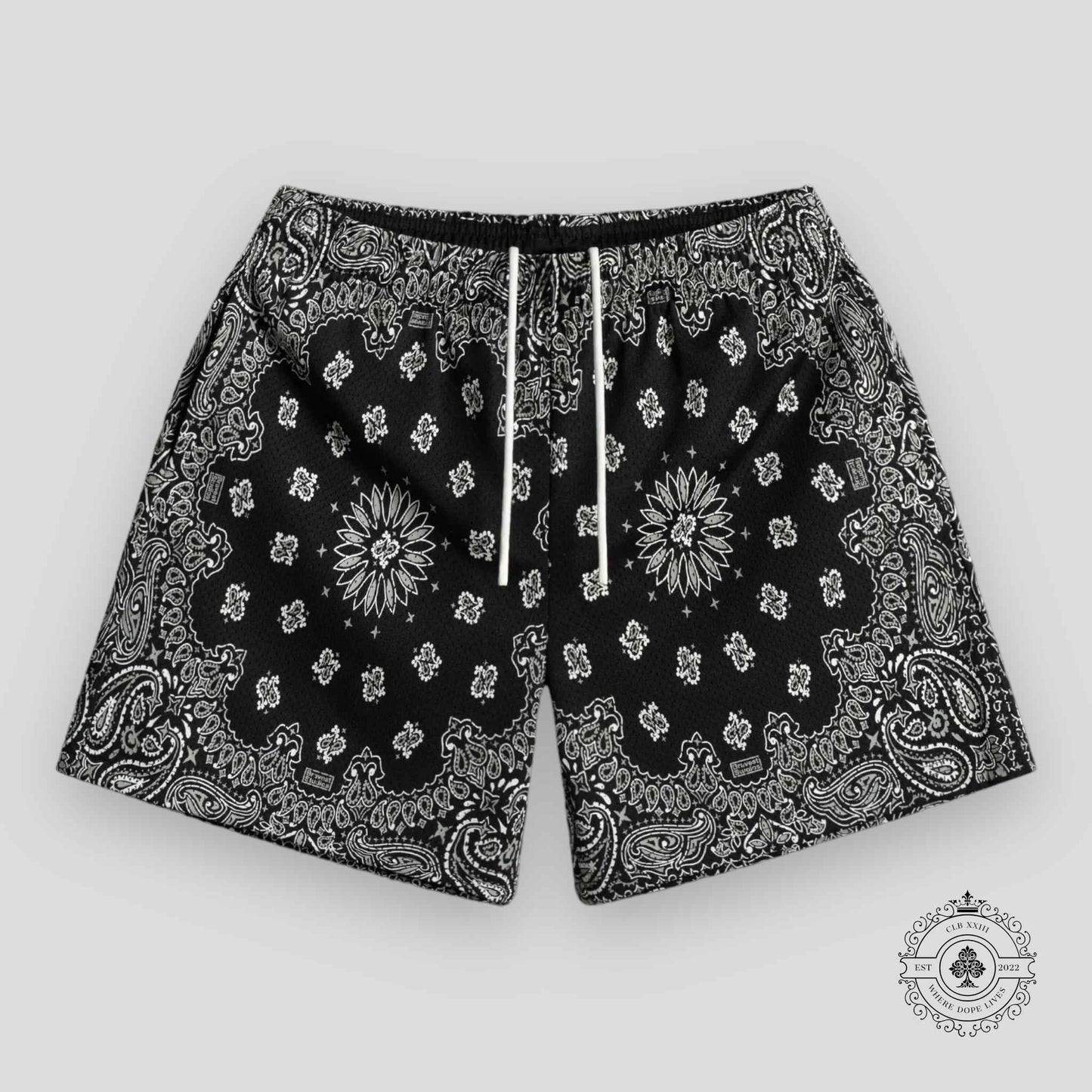 Bravest Studios Paisley Two-Tone Shorts in Black