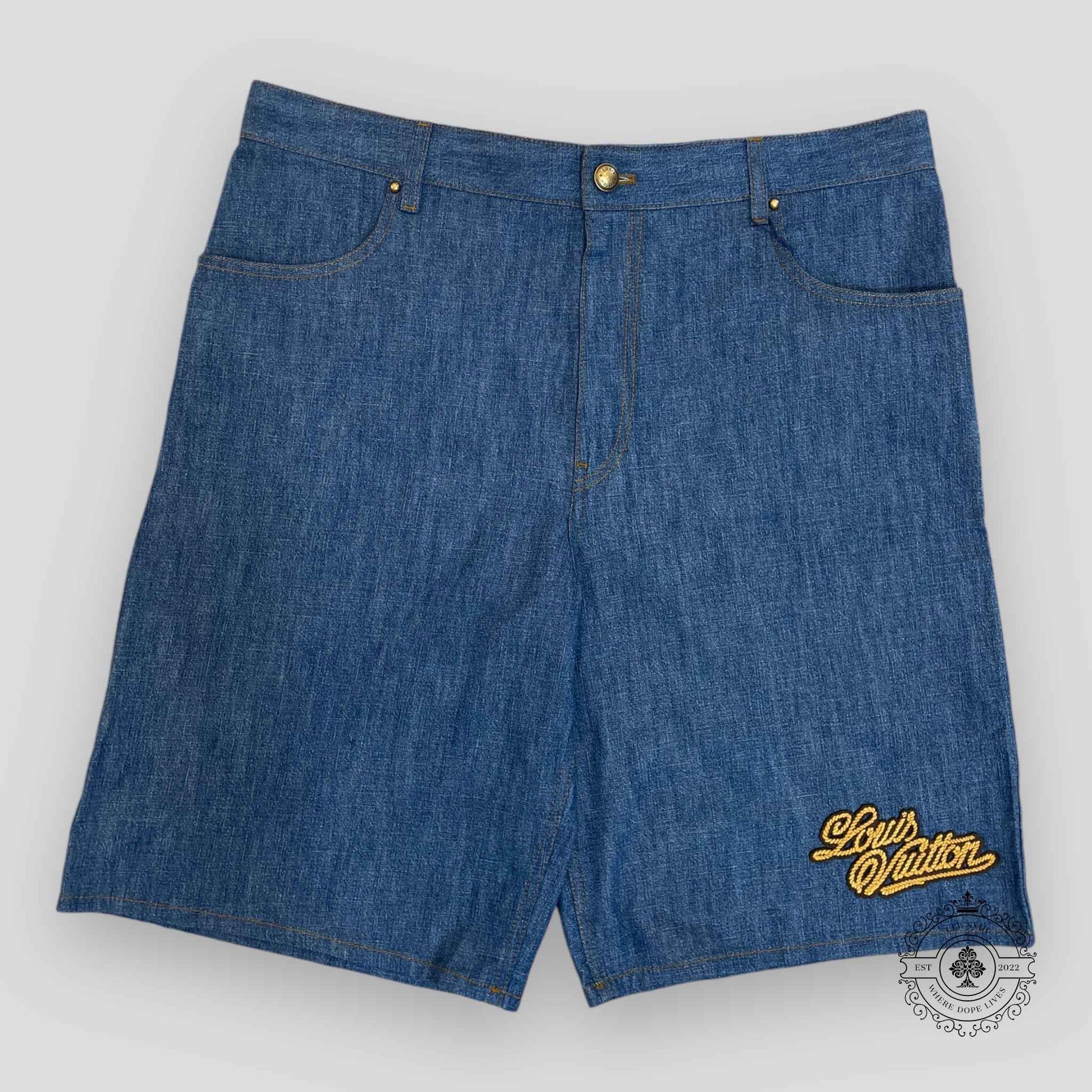 Louis Vuitton Western Embroidered Chambray Shorts