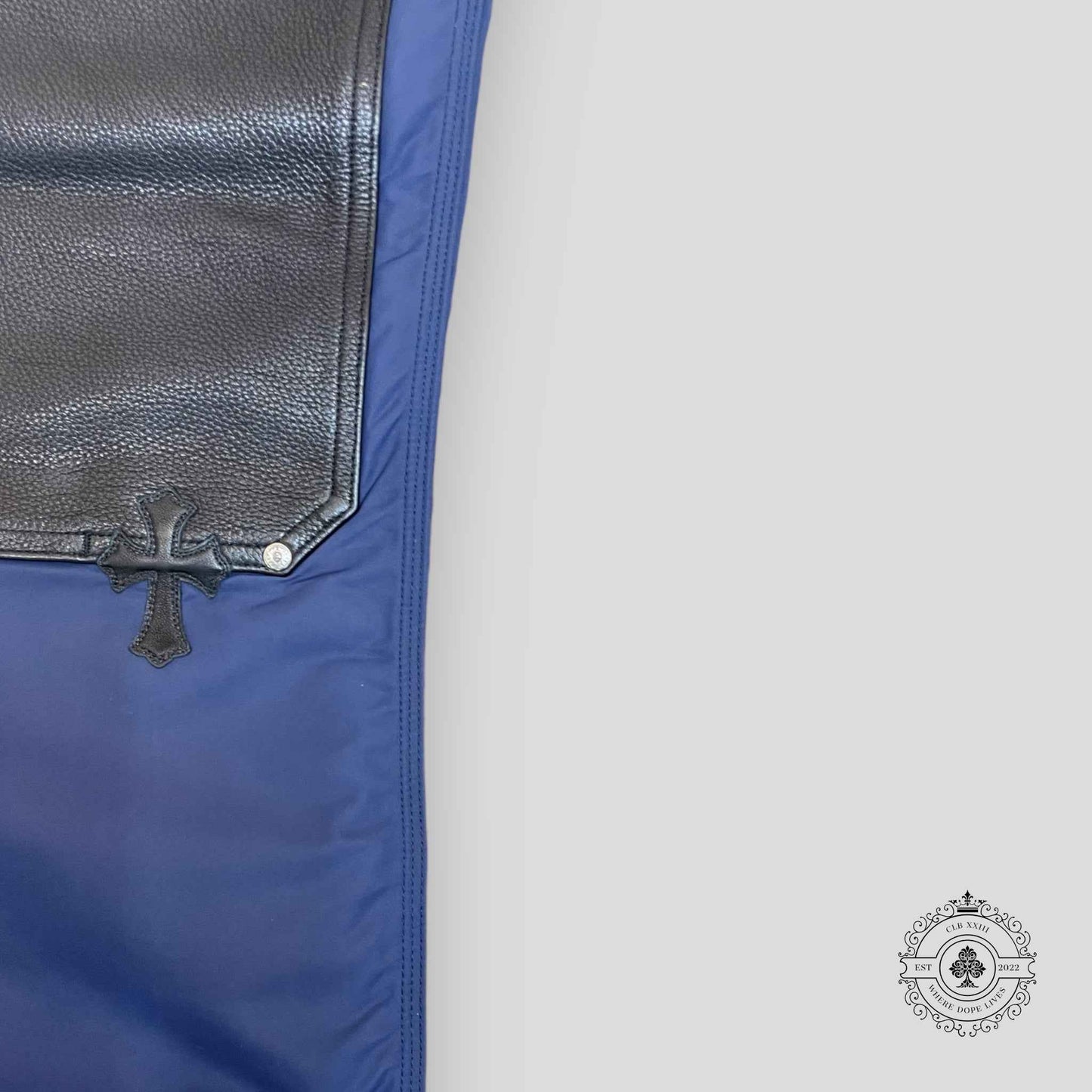 Chrome Hearts Leather Knee Carpenter Pants in Navy