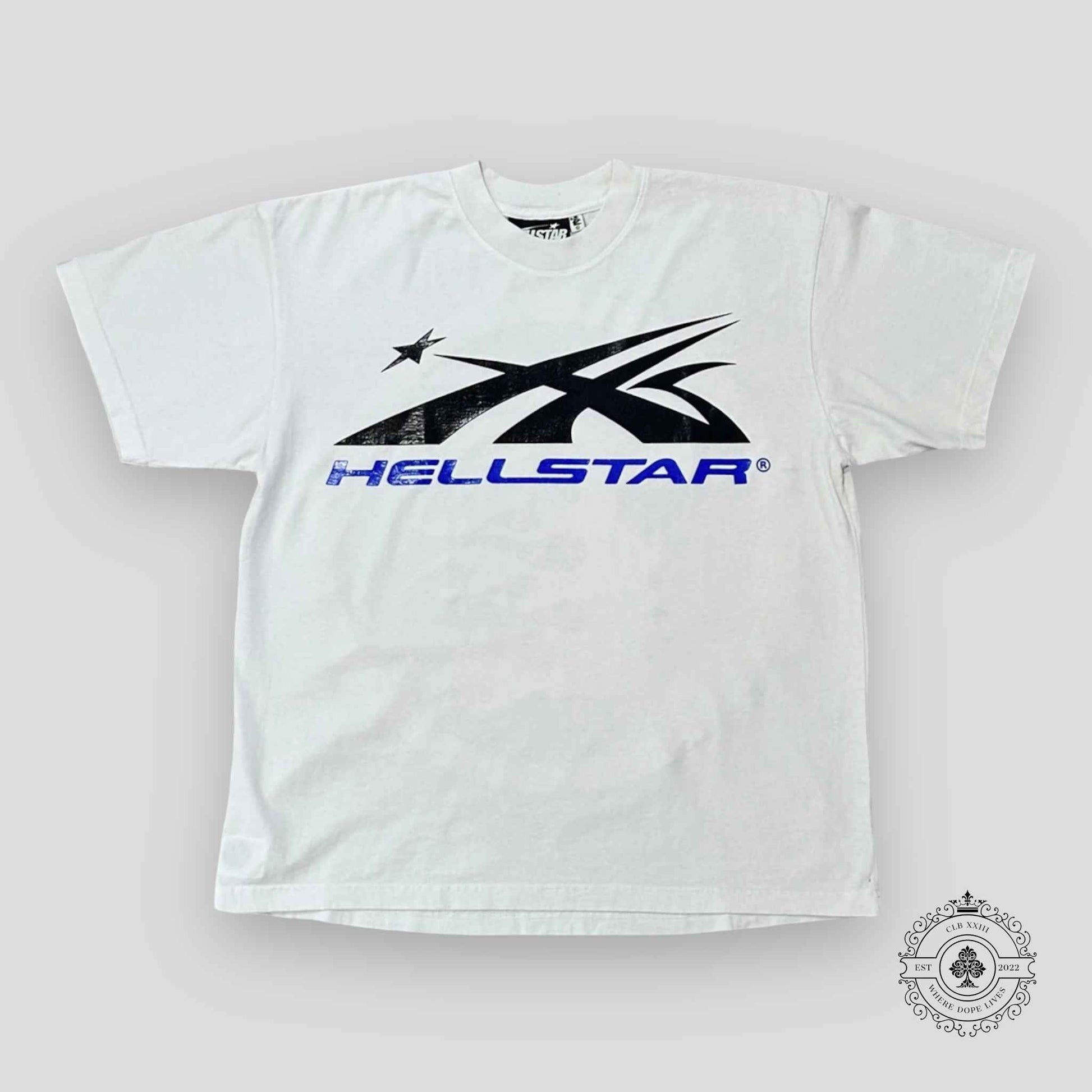 Hellstar Gel Sport Logo T-shirt in White/Blue