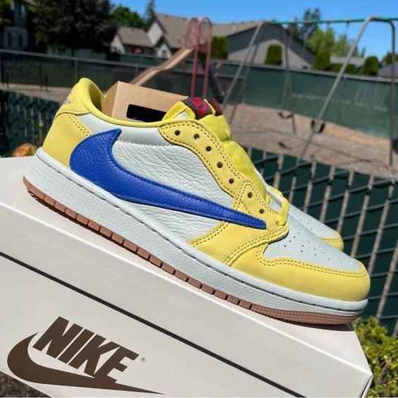 Custom Travis Scott x Air Jordan 1 Low “Canary” DZ4137-700 SneakerNational