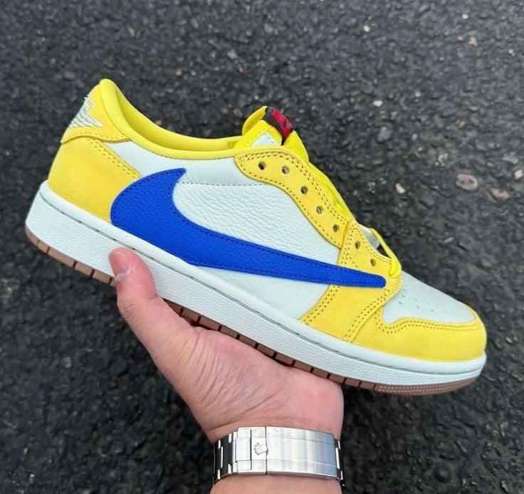 Custom Travis Scott x Air Jordan 1 Low “Canary” DZ4137-700 SneakerNational